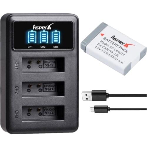 NB13L NB-13L Battery with Charger for Canon NB 13L G5X / G5X Mark II / G7X / G7X Mark II / G7 X Mark III G9X SX620 HS SX720 HS