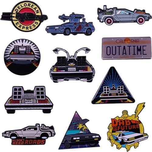 Back To The Future Delorean Pins Collection Cool Time Machine Brooch Retro Classic Decor