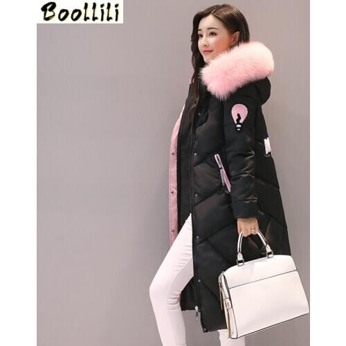 Boollili Parkas 2020 Fur Collar Hooded Womens Jackets Padded Cotton Winter Coat Sweet Warm Women Parka Casaco De Inverno