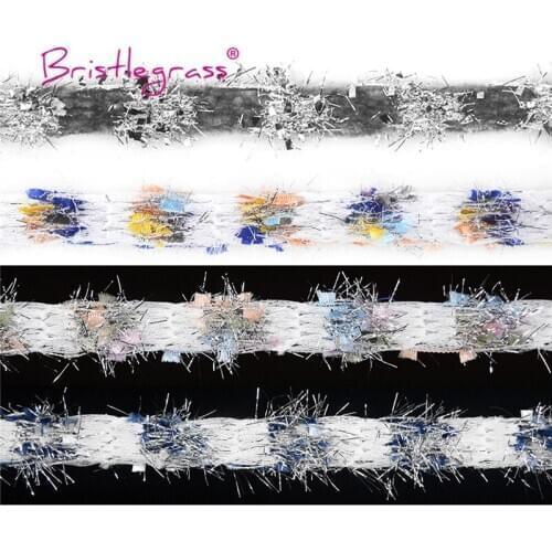 BRISTLEGRASS 1 Yard 5/8" 15mm Glitter Blended Yarn Braided Crochet Lace Trims Macrame Ribbons Tapestry Pillow Dress Sewing Craft