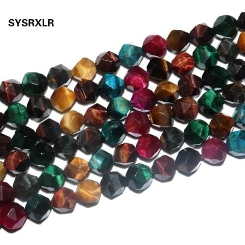 Wholesale 8MM Faceted Colorful Tiger Eye Stone Natural Stone Beads Round Spacer Beads For Jewelry Making Diy Bracelet Necklace