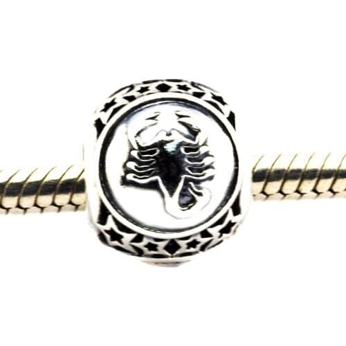 Genuine 925 Sterling Silver Scorpio Star Sign Charms Beads for Jewelry Making Fits Original Bracelet DIY Accessories kralen