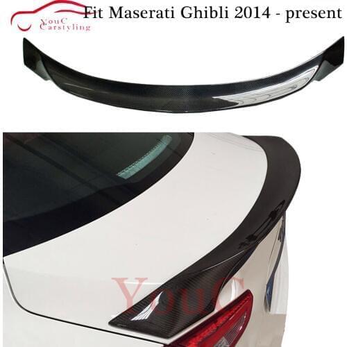 For Maserati Ghibli Carbon Fiber Rear Spoiler Trunk Boot Lip ASPEC Style Real Carbon Wing Spoiler 2014 + 4-door sedan