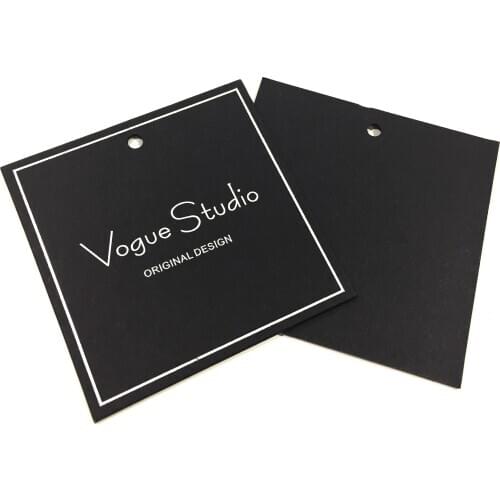 Eco-Friendly Custom Logo Tags 700Gsm Embossed Black Card Paper Garment Label For Dress