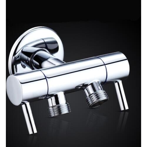 G1/2*1/2 Brass Thickening One Into Two Out Three-way Angle Valve Washing Machine Toilet Spray Gun Water Valve Switch