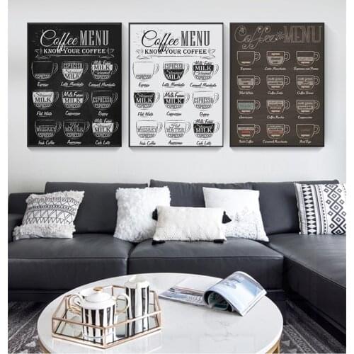 Painting Retro Wall Picture Coffee Shop Decoration Coffee Menu Prints Vintage Style Chalkboard Poster Cafe Wall Art Decor Canvas
