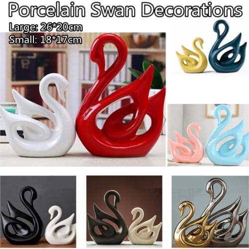 Nordic Ins Ceramic Swan Pattern Decoration A Pair of Porcelain Swans Ornaments Home Cabinet Crafts Multi-Color Couple Swan
