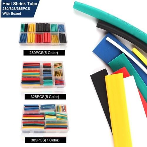 Boxed 280/328/385PCS Heat Shrink Tubing Kit 7 Colors Multi-size Assorted Tube Wrap Wire Cable Insulation Sleeve Set