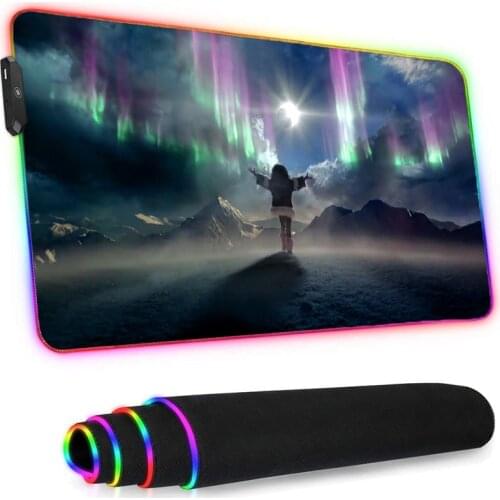 Mouse Pad Rgb Anime Rug Valorant Laptops CuteGenshin Impact Gaming Accessories Pc Gamer Keyboard Wrist Rest Stitch Desks Rubber