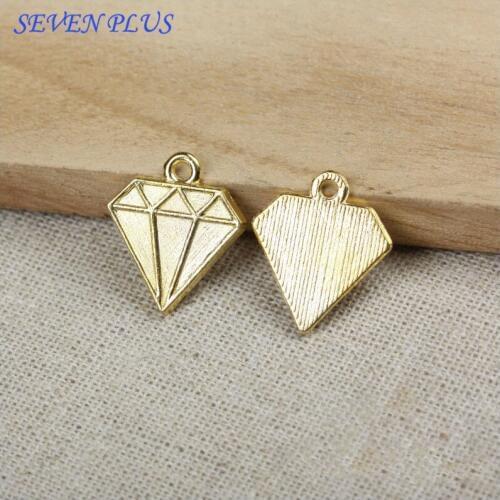 High Quality 10 Pieces/Lot 16mm*18mm Gold Color Rhombic Metal Charms For Jewelry Making