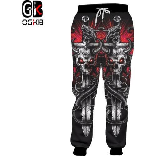 OGKB Joggers Pants New Harajuku Mens Cool Key Chain Skull Printed 3d Sweatpants Autumn Fall Winter Style Trousers Dropshipping