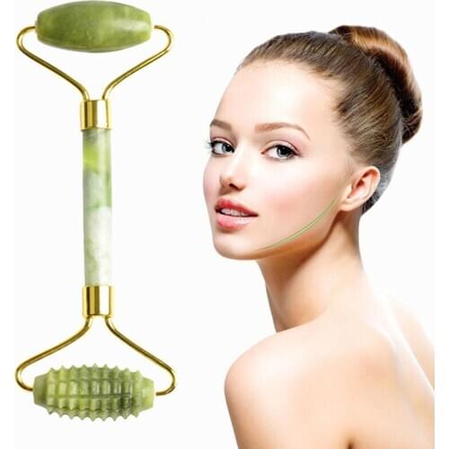 Facial Massage Roller Double Head Jade Roller Home Decoration Crafts Skin Relaxation Slimming Skin Care Beauty Jade Massage Tool
