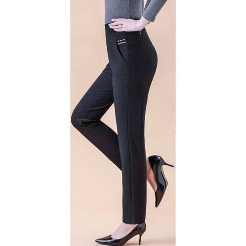 New Middle-aged Women Pants Loose Spring Autumn High-waist Straight-leg Pants winter Plus velvet Plus size Trousers 6XL 40/100KG