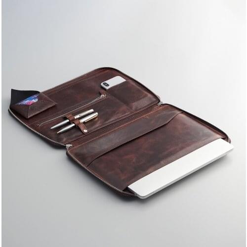 RexOwl Full Grain Leather MacBook Organizer - Tan - Black - Brown - Patrol Green - Free Express Shipping with DHL