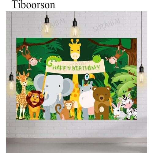 Cartoon Jungle Safari Photography Backdrop Birthday Party Baby Child Photocall Poster Family Shoot Personalized Photo Background
