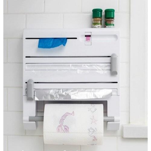 Plastic Wrap Dispensers Six-in-one Storage Rack Cling Film Cutter Foil Storage Box Kitchen Towel Rack Wrapping Paper Cutter
