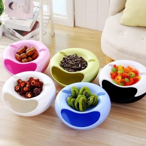 Creative Plastic Storage Box Bowl Dish Double Layer Dry Fruit Snacks Seeds Containers Phone Garbage Holder Makeup Organizer