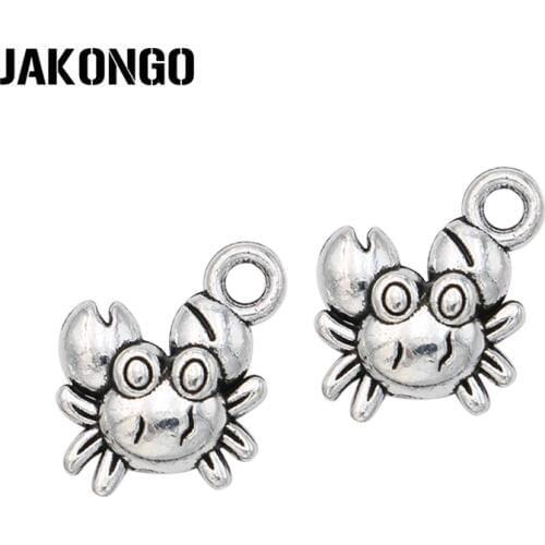 20pcs Antique Silver Plated Crab Charms Pendants for Jewelry Making Earrings DIY Accessories 12x11mm