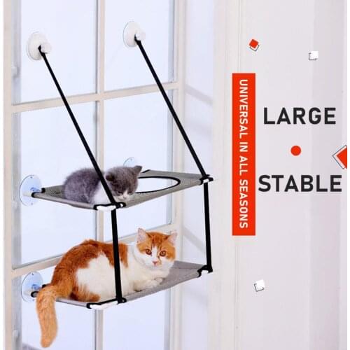 Cat Hanging Bed Sunny Window Hammock Seat Mount Pet Comfortable Hammocks Cat Double Layer Sleeping Hanging Mesh Shelf Seats