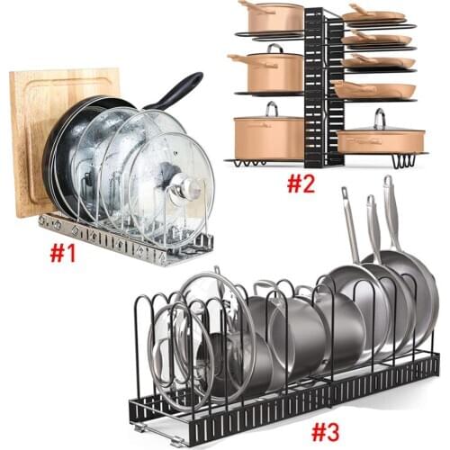 Pot Lid Rack Shelf Holder With Water Tray Pan Cover Cutting Board Holder Organizer Rack Kitchen Accessories