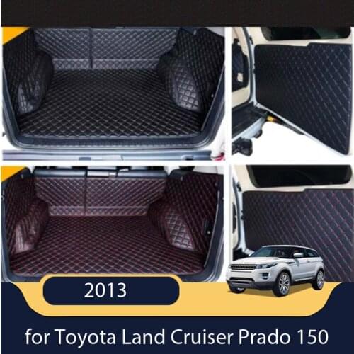 Full set car trunk cargo liner mats & Rear door mat for Toyota Land Cruiser Prado 150 5 seats 2018-2010 boot carpets styling