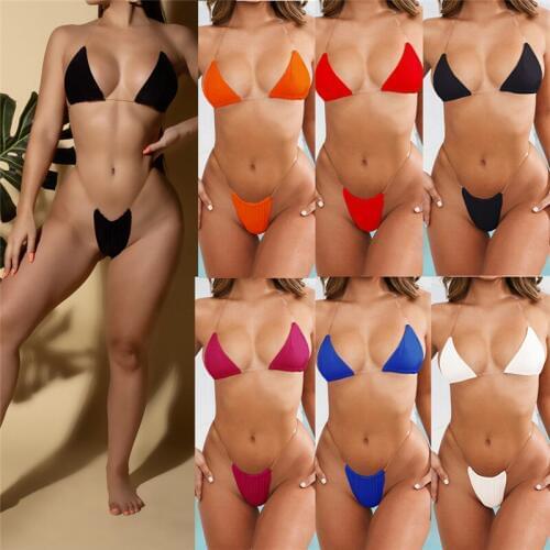 Sexy Bikini Set Swimsuits Solid Color Swimsuits Swimwear Transparent Strap Beach Bralette Swimsuit Bathing Suit Solid Swimwear