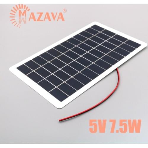 1Pcs 5V 7.5W Output Wire Solar Battery Solar Panel Outdoor Portable Solar Charger Pane 1500mA DIY Solar Cell Generator