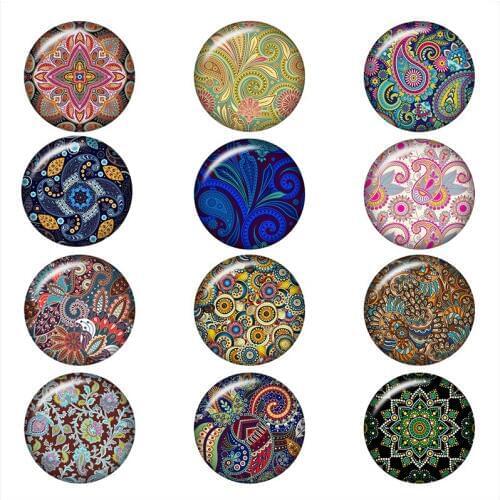 50Mixed Glass Snap Button Jewelry Vintage Bohemia Flower For DIY 18MM Button Snap Bracelet Necklace Jewelry