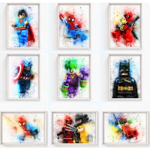 Superhero Avengers Watercolor Poster Movie Captain America Spider-Man Iron Man Marvel Canvas Painting Poster and Prints Wall Art