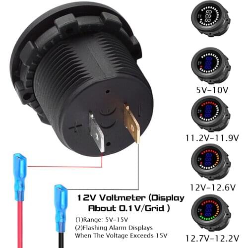 DC 12V RGB LED Panel Digital Voltage Volt Meter Display Voltmeter Monitor High Quality Universal Motorcycle Car Accessories