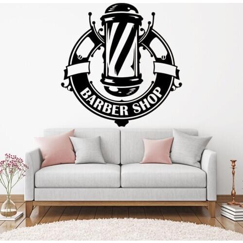 Barbershop Window Decal Vinyl Sticker Logo Art Barbers Hair Haircut Hairdressing Salon Wall Decorations Interior Decor HY1164