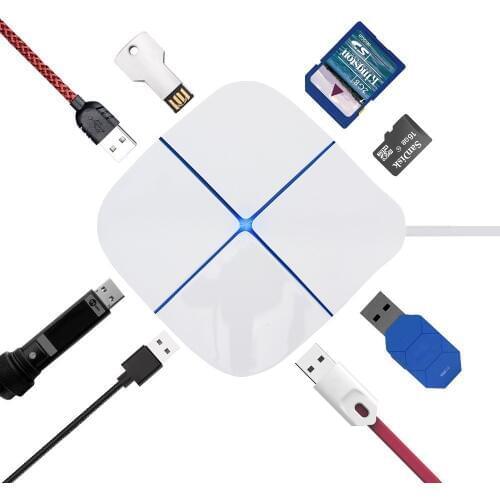 High Speed External USB HUB Adapter 6 Ports USB 2.0 HUB Splitter with LED Light for Phone PC Laptop Tablet Camera Printer