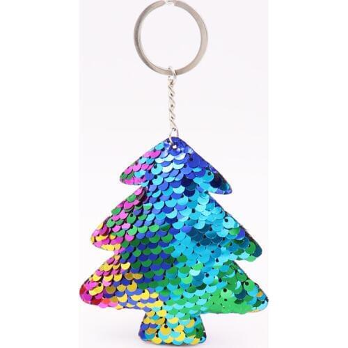 Sequin Keychain Tree Reflective Double-Sided Sequin Plant Sponge Filled Keychain Toys