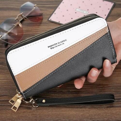 Double Zipper Womens Wallets Long Lady Purses Wallet Handbags Coin Purse Cards ID Holder Big Capacity Moneybags Pocket Bags