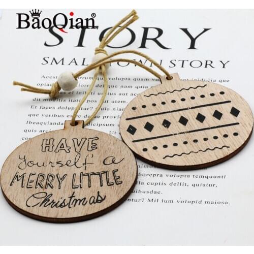 Natural Wooden 1 Box Of 6x5.5cm Round Christmas Series Christmas Tree Ornaments Diy Fashion Home Holiday Decorative Scrapbook