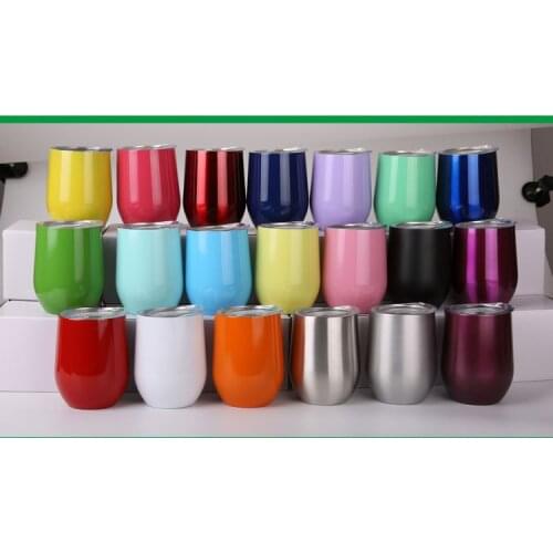 12oz Eggshell Cup 304Stainless Steel Wine Mug Beer Vacuum U-shaped Lids Glasses Insulated Egg Shaped Wall With Double Wine
