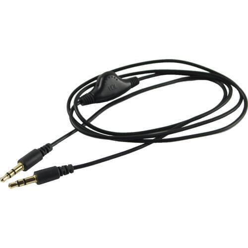 2Pcs 3.5mm M/M Stereo Headphone Audio Extension Cable Cord With Volume Control Black
