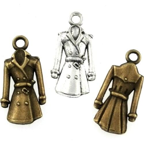 40 Pcs/Lot 23*11.5MM Antique Bronze Plated Clothes Coats Charms For Jewelry Making Pendant DIY Necklaces Earrings Bracelets
