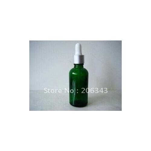 50ml green/blue/brown essential oil bottle with silver/gold electronic aluminum cap ,silicon/glass dropper
