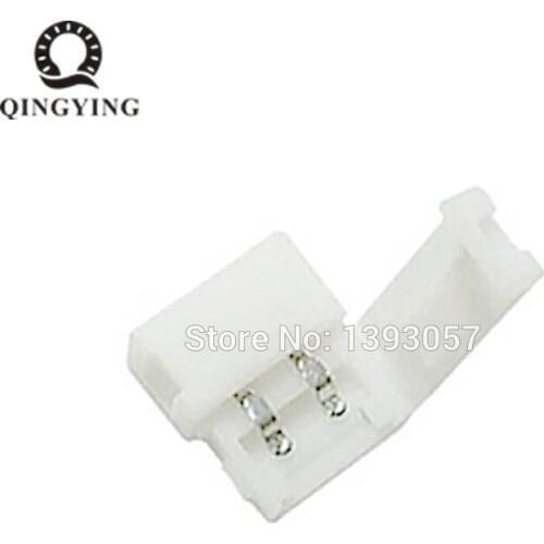 50pcs 10mm 2pin LED Strip Light Connector Adapter For 5050 5630 5730 LED Strips Solderless 10mm Width Quick Connecting