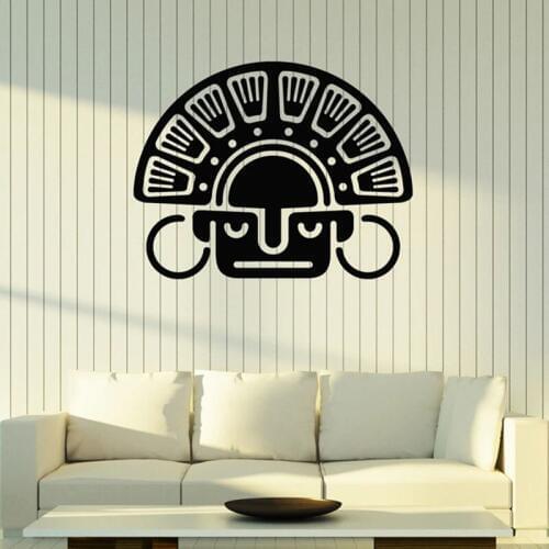 African Native Mask Wall Decal Ancient Ethnic Style Door Window Vinyl Stickers Living Room Man Cave Home Decoration Mural E509