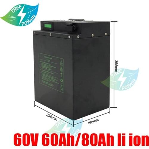 60v 60Ah 80Ah Lithium battery electric bike 5000w 3000w battery 5kw RV limo EV scooter tricycles solar energy + 10A charger