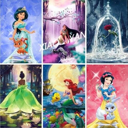 Disney 5D DIY Diamond Painting Princess Poster Full Circle Diamond Embroidery Painting Exclusive Handmade Home Decoration