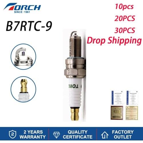 10pcs/lot car candles Original power spark plugs TORCH B7RTC-9 Compatible with NGK CPR7EA-9 Denso U22EPR9 ignition system Drop S