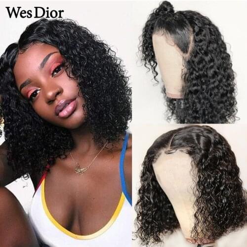 Brazilian Kinky Curly Short Bob Wig For Women Pre-Plucked Lace Front Human Hair Wigs With Baby Hair 4x4 Curly Bob Wigs Remy Hair