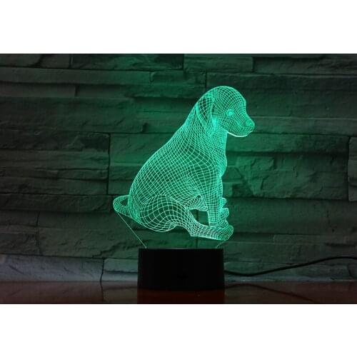 Baby Nightlight 3D Lamp Animal Dog 16 Colors Changing Acrylic LED Night Light App Control Kids Christmas Birthday Gifts Lovely T