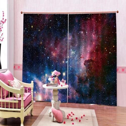 Purple Star Sky Romantic Starry Night Window Drapes For Living room bedroom Blackout Window Curtain Home Indoor Decoration