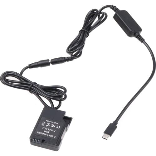 FOTGA EN-EL14 Dummy Battery Adapter +Type C Cable for Nikon D3100 D3200 D3400 D3500 D5100 D5200 D5300 D5400 D5500 D5600 P7000
