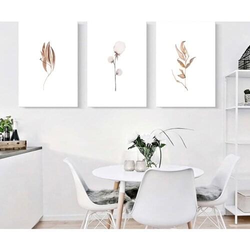Nordic Flower and Leaves Canvas Painting Cotton Wall Art Kitchen Posters and Prints Wall Pictures for Living Room