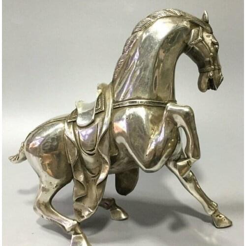 China Silver Fengshui Zodiac Year Animal Tang Sucess Horse Horses Statue